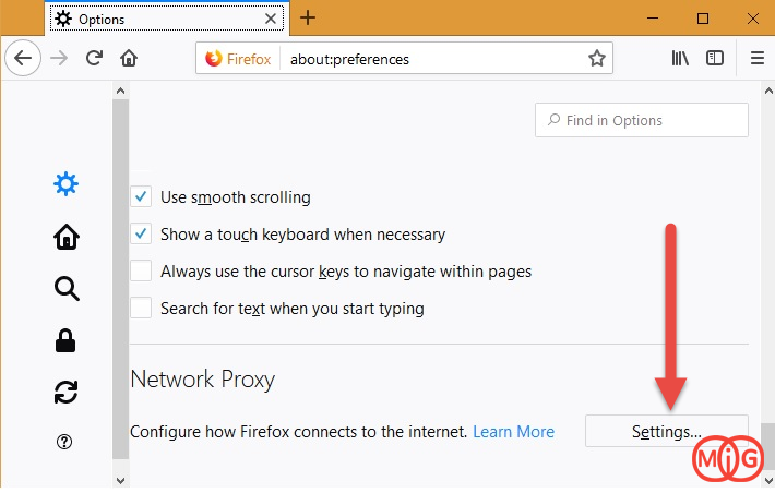 Configure how FireFox connects to the Internet