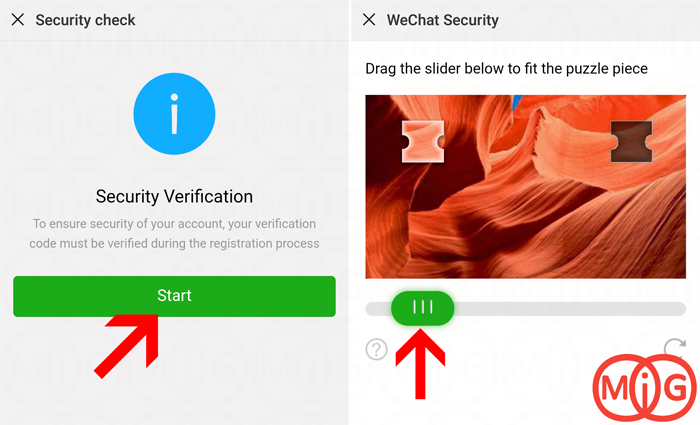 مرحله تشخصی هویت و کد امنیتی ویچت