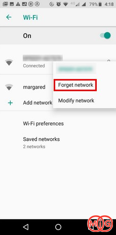 Settings > Network & Internet > WiFi > Manage known networks