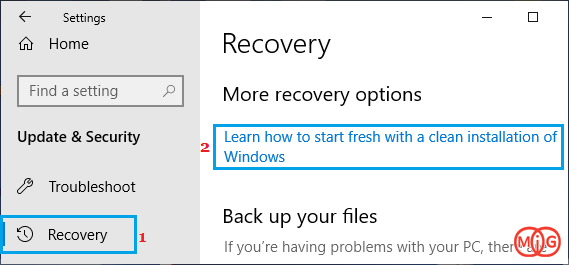 گزینه Learn how to start fresh with a clean installation of Windows