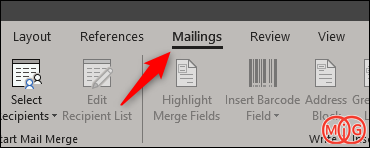 در اولین قدم برنامه ورد را باز کرده و به تب Mailings بروید.