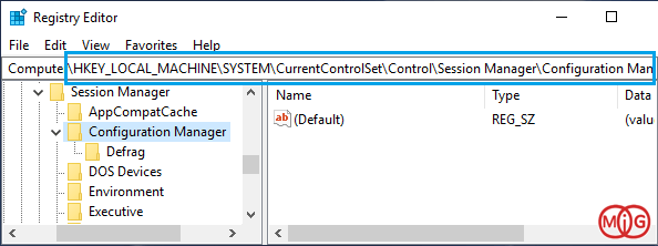 HKEY_LOCAL_MACHINE\SYSTEM\CurrentControlSet\Control\Session Manager\Configuration Manager