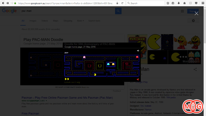 Pac-Man (وب سایت گوگل)