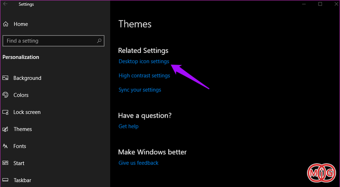 Desktop icon settings