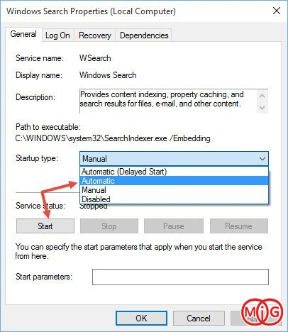 Windows Search Service را بررسی کنید