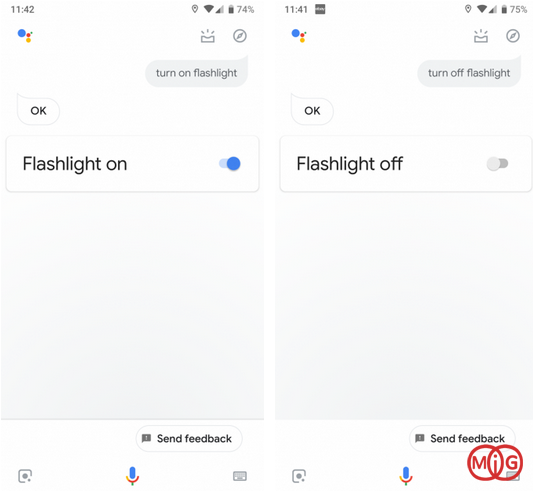  استفاده از دستیار صوتی گوگل برای خاموش کردن چراغ قوه گوشی