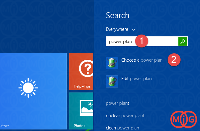 How to access the power plans using the search (all versions of Windows)