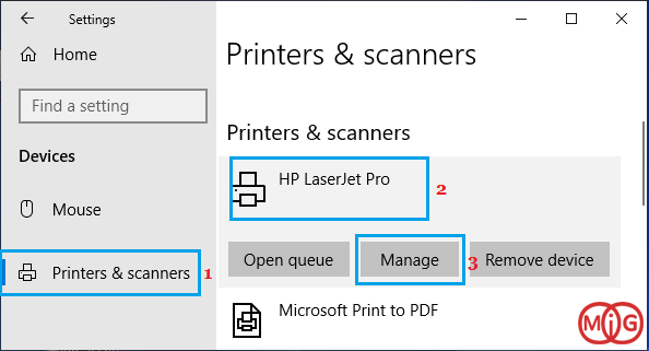 Printer & Scanners > Printer Name > Manage