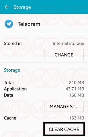 خالی کردن کش تلگرام