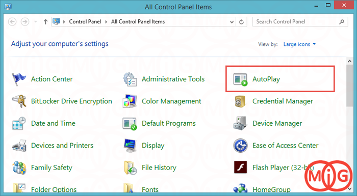 Autoplay in cntrol panel
