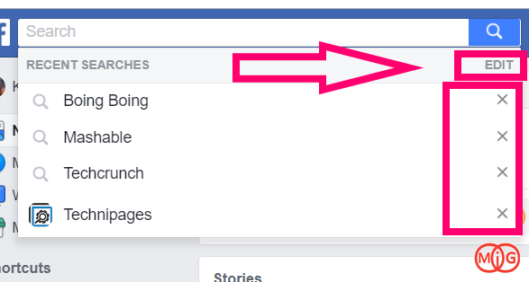 پاک کردن سابقه جستجوها در سایت فیسبوک