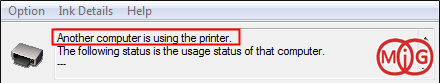 Another computer is using the printer