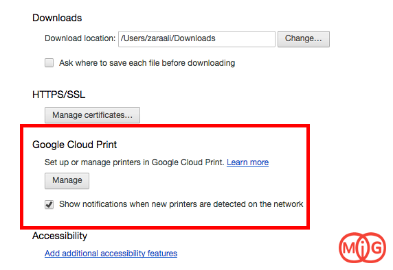 فعال کردن Google Cloud Print در کامپیوتر 