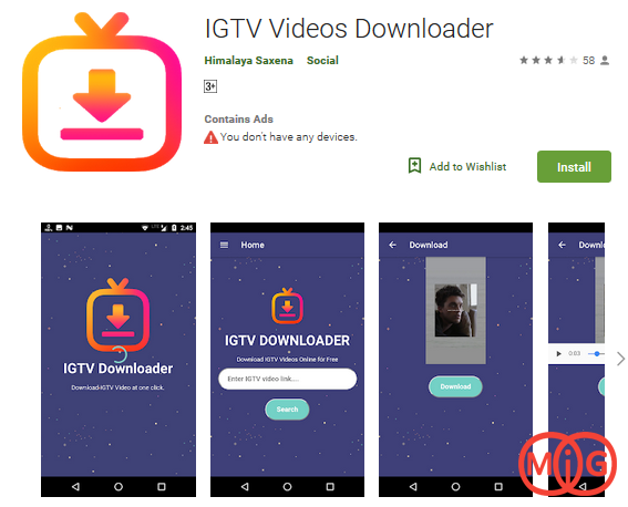برنامه  IGTV Videos Downloader