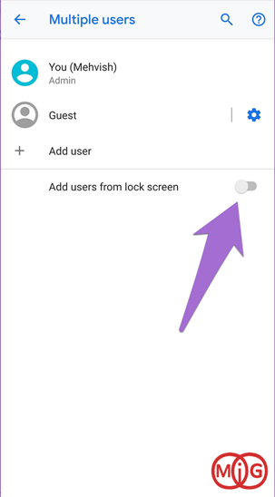 اضافه کردن علامت تغییر حساب کاربری در قفل گوشی