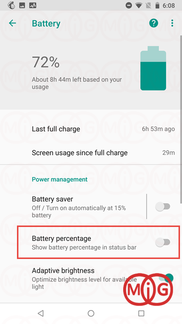 Battery percentage
