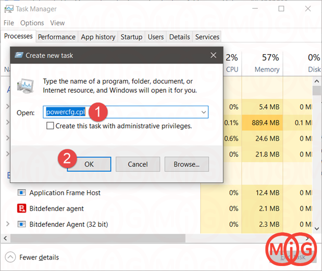 How to access the power plans using the Task Manager (all Windows versions)