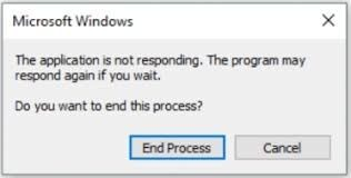 Windows Unresponsive Error Message