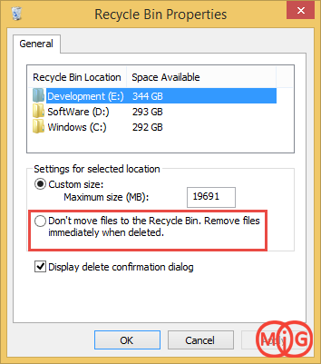 Dont move files to the Recycle Bin