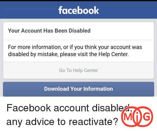 پیغام Your account has been disabled